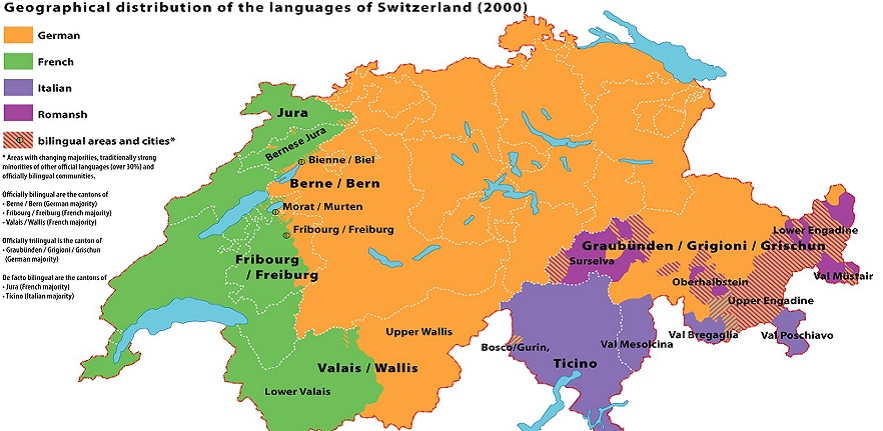 Swiss language map