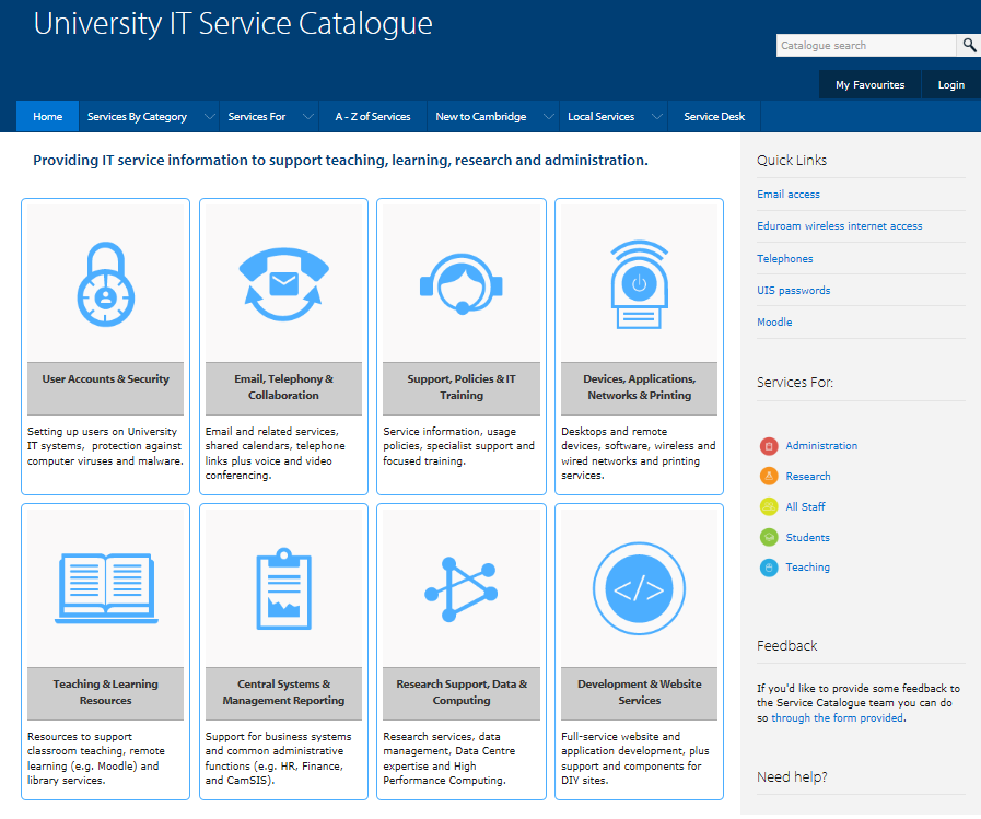 UIS Catalogue - home page